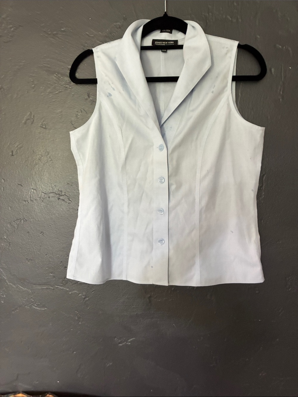 Jones New York Sleeveless White Button-Down Collared Blouse